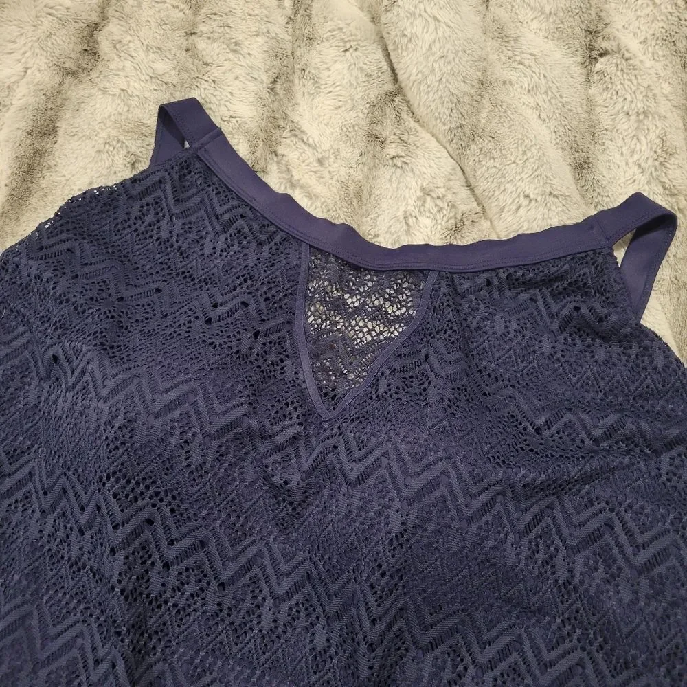 Swimsuits For All One-Piece lace navy plus size, NWT 34